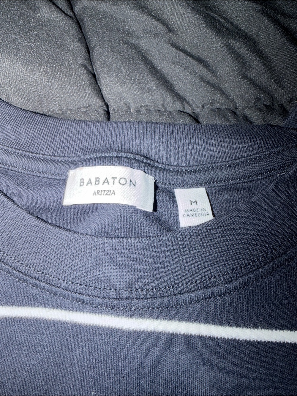 Babaton Navy and White Striped Crewneck Undershirt